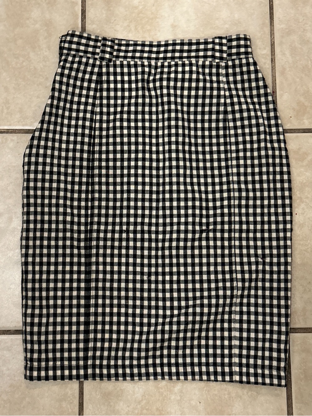 GIANNI VERSACE ARCHIVAL Vintage 90s Gingham Wool Pencil Skirt w/ Pockets RARE